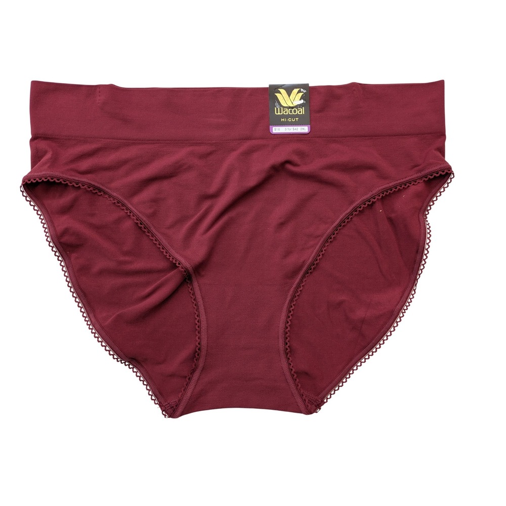 Wacoal 871332 Feeling Flexible Hi Cut Brief Panty‎ 2X-Large Red NWT